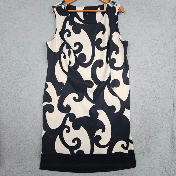 ALYX Women's Dress 20W Black Tan Sleeveless Paisley Sheath Work Party Casual - Picture 1 of 6